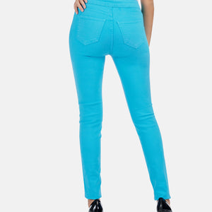 Jeans Donna Vita Alta Skinny - Turchese