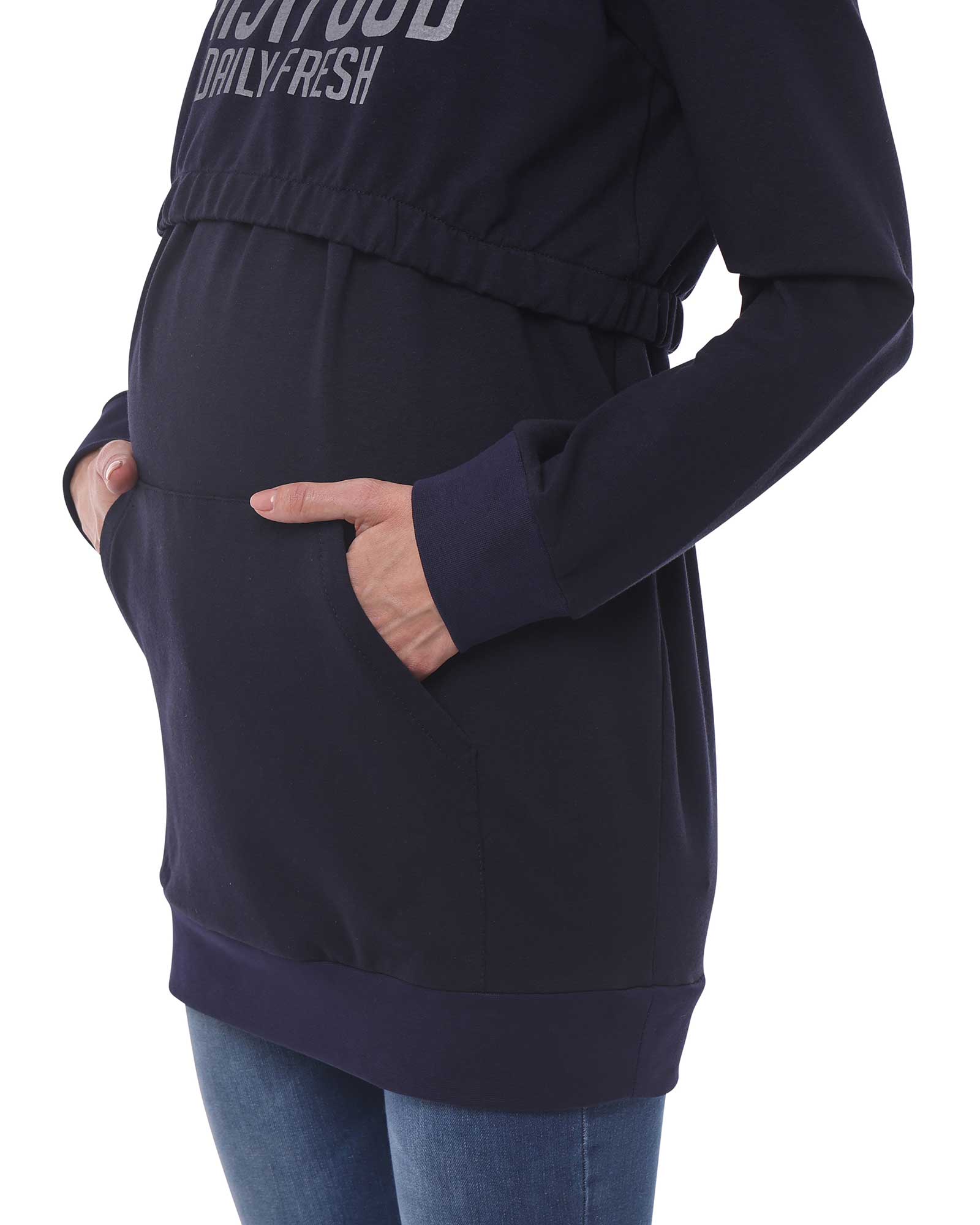 Felpa gravidanza ed allattamento con stampa (OXFORD-Blu)