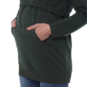 Felpa gravidanza ed allattamento con stampa (OXFORD-Verde)
