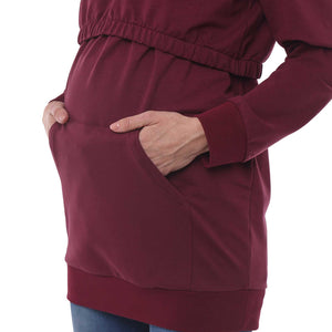 Felpa gravidanza ed allattamento con stampa (OXFORD-Bordeaux)