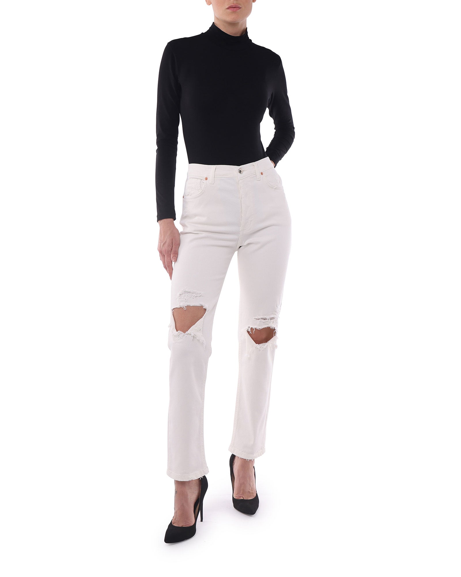 Jeans Donna in Cotone Organico (Taper - Bianco)